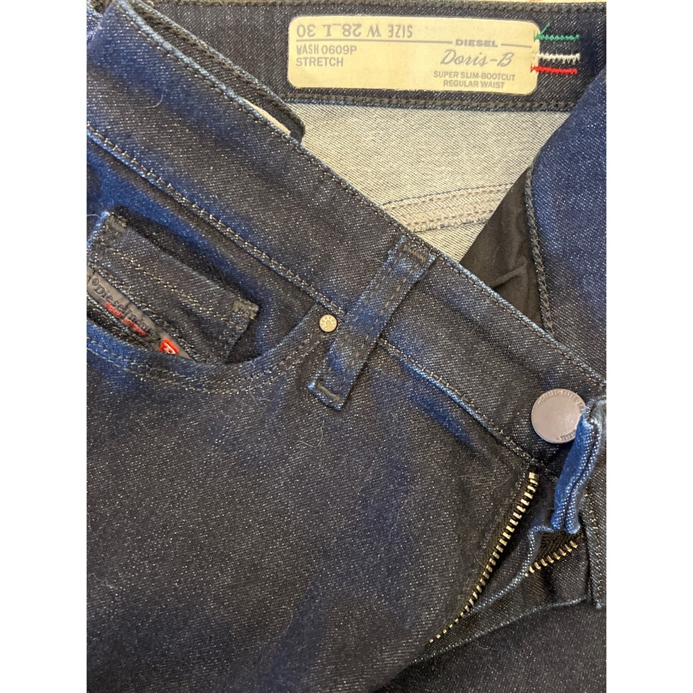 Diesel Doris‎ B Super Slim Bootcut Jeans Dark Wash Stretch Womens Size 28W 30L